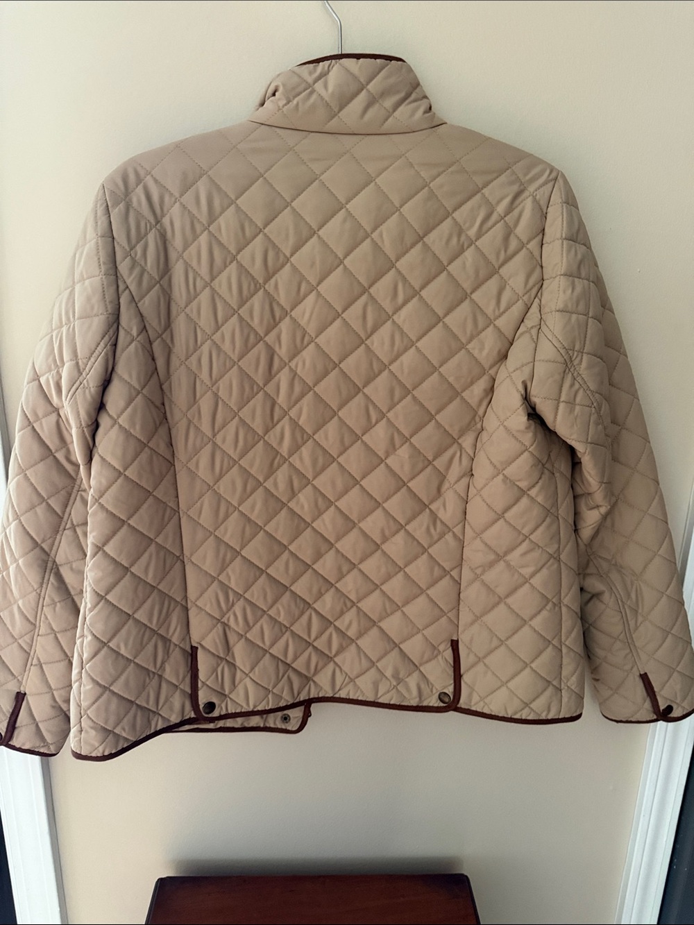 Lauren Ralph Lauren Cream Quilted Puffer with Brown Trim - Picture 5 of 5